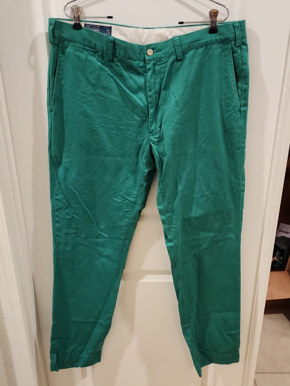 Polo by Ralph Lauren Mens Chino Pants 100% Cotton Summer Pants 38x32 Kelly Green